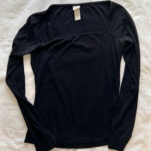 H&M Black Ribbed Long Sleeve Top